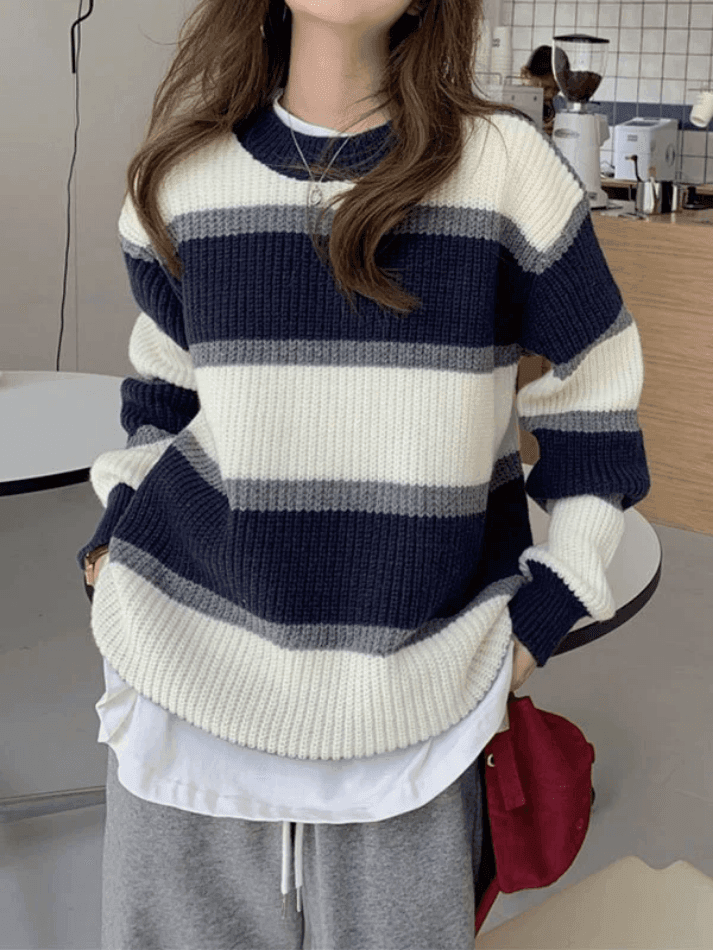 Levoire | Pull En Tricot Rayé À Blocs De Couleurs