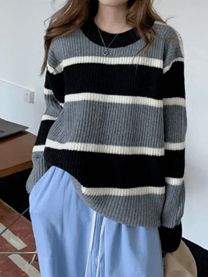Levoire | Pull En Tricot Rayé À Blocs De Couleurs