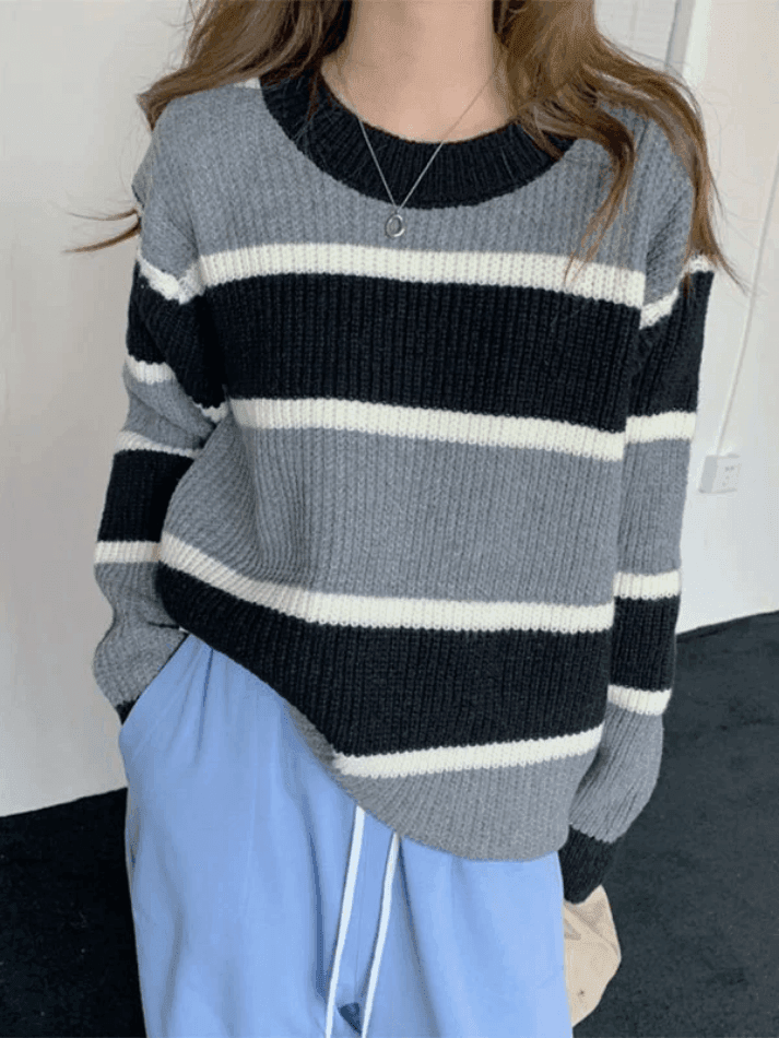 Levoire | Pull En Tricot Rayé À Blocs De Couleurs