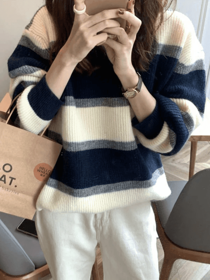 Levoire | Pull En Tricot Rayé À Blocs De Couleurs