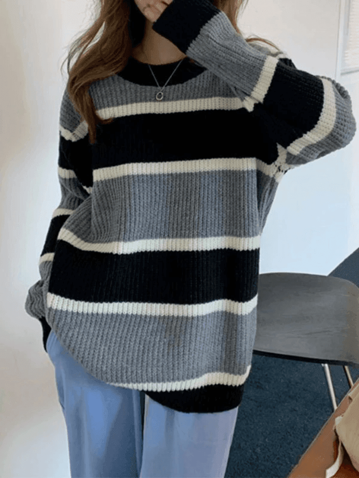Levoire | Pull En Tricot Rayé À Blocs De Couleurs