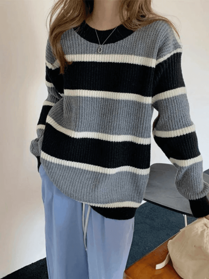 Levoire | Pull En Tricot Rayé À Blocs De Couleurs