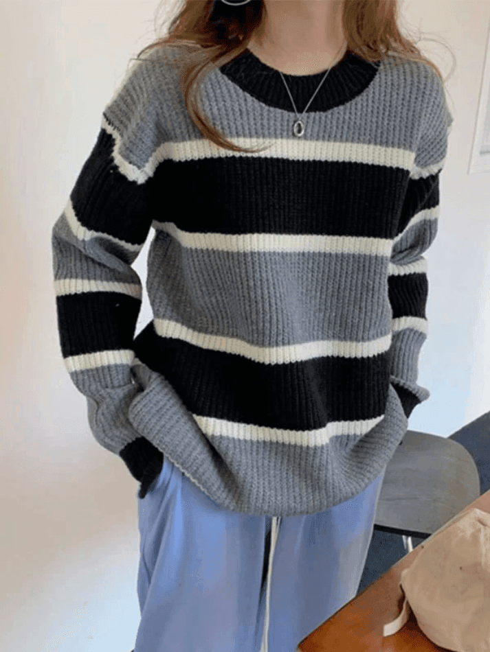 Levoire | Pull En Tricot Rayé À Blocs De Couleurs