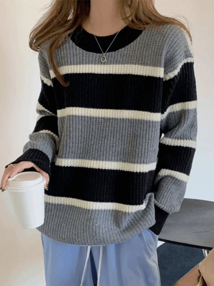 Levoire | Pull En Tricot Rayé À Blocs De Couleurs