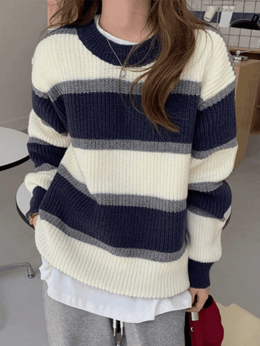 Levoire | Pull En Tricot Rayé À Blocs De Couleurs