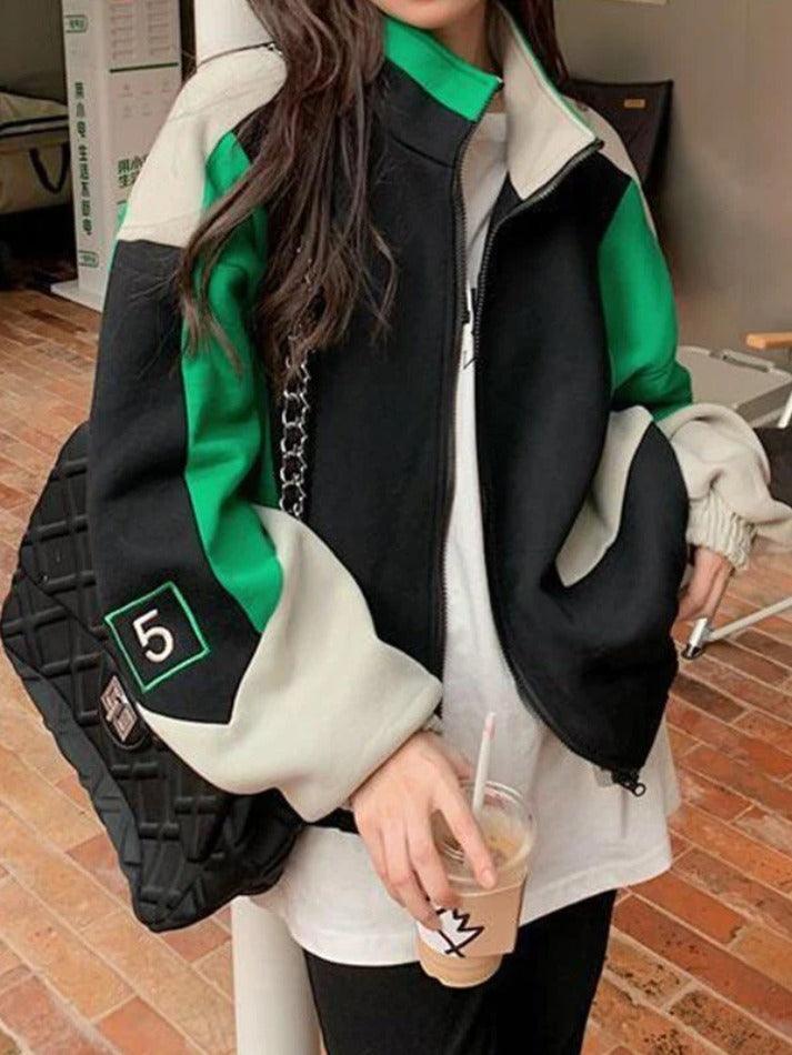 Levoire | Veste De Collège Zippée À Color Block Vert