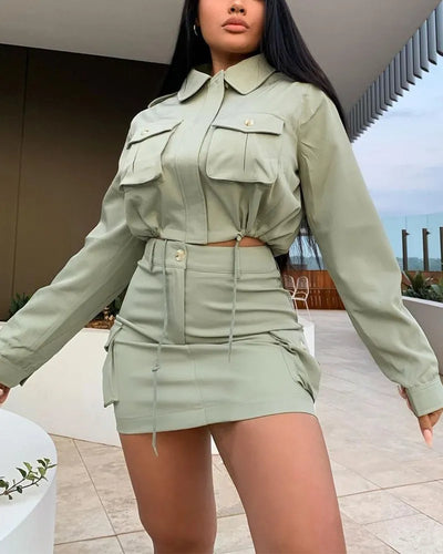 Levoire | chemise cargo à manches longues et mini-jupe