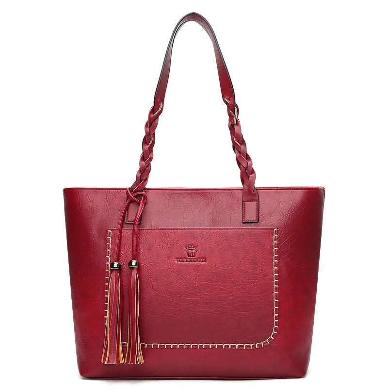 Levoire | Sac de cheville Design Vintage Avec Pompon ROUGE