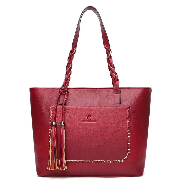 Levoire | Sac de cheville Design Vintage Avec Pompon ROUGE