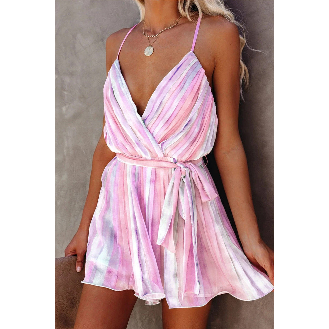 Levoire | robe en soie voile à manches spaghetti et décolleté en V court VALE ROSE