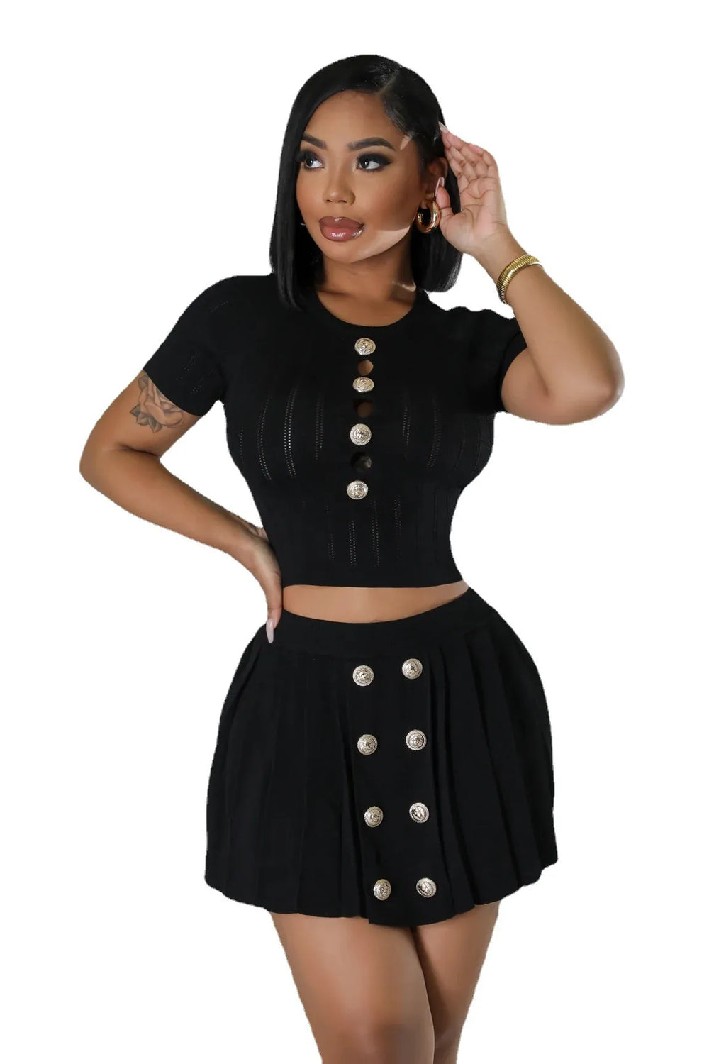 Levoire | chemise courte et jupe en tricot doit