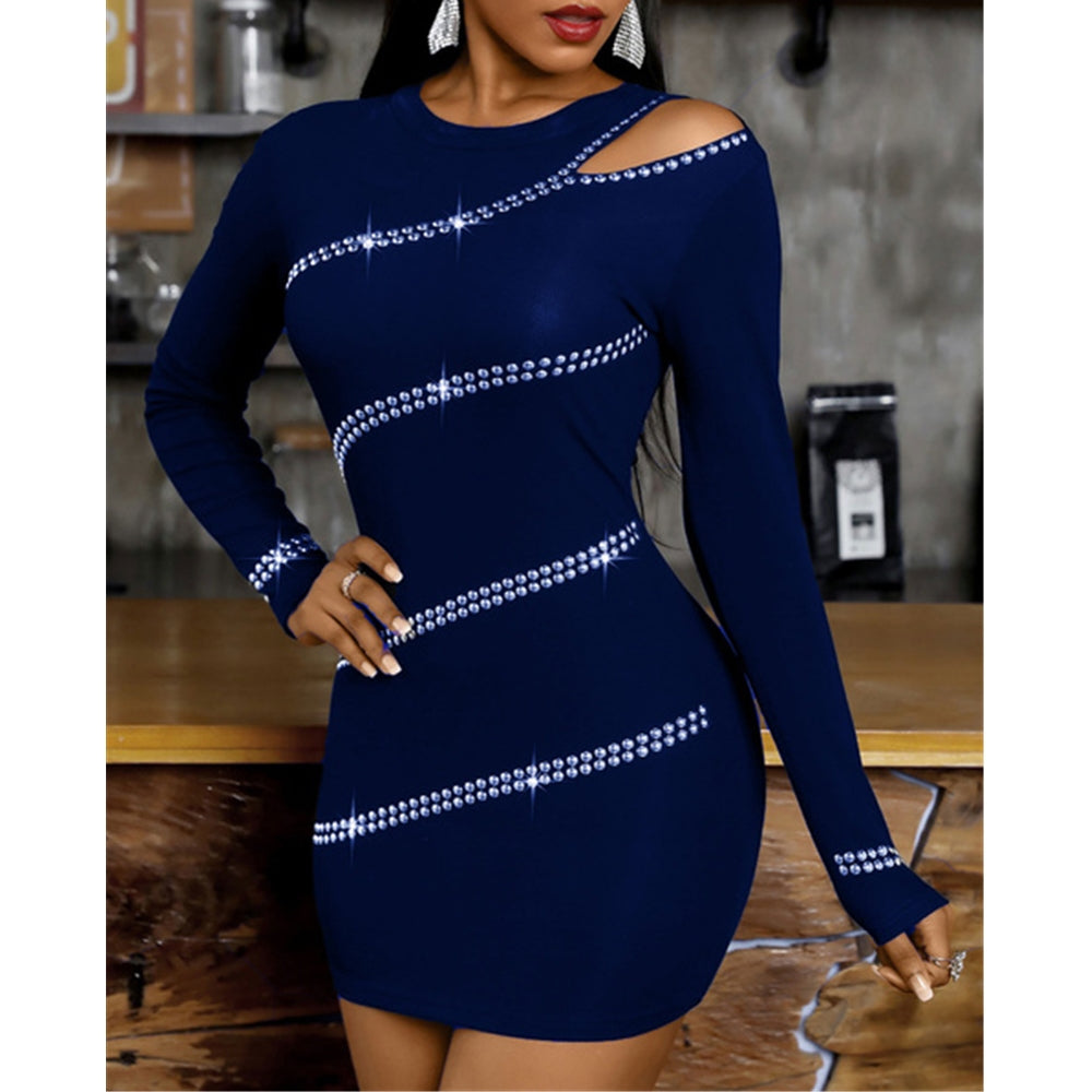 Levoire | manches longues courtes serrées motif strass BLEU S