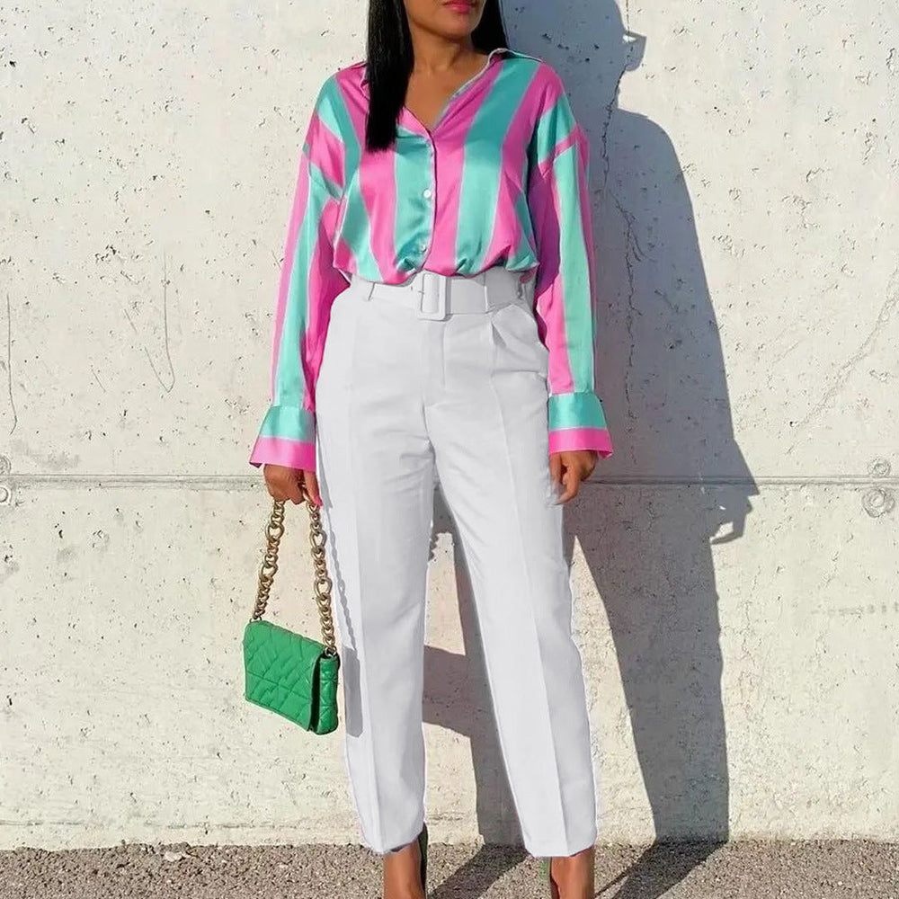 Levoire | Pantalon taille haute avec ceinture BLANC