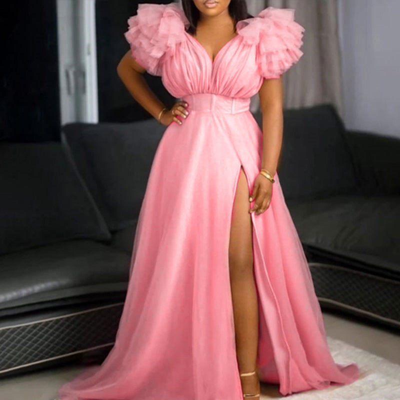 Levoire | De Soirée Longs Taille Haute Fendus En Réseau VALE ROSE