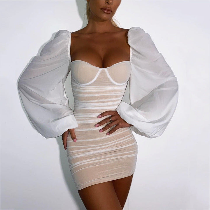 Levoire | corset court ajusté avec de longues manches bouffantes BLANC