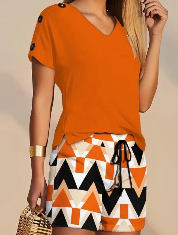 Levoire | T-shirt col V et shorts ORANGE