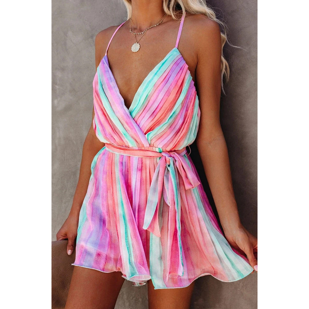Levoire | robe en soie voile à manches spaghetti et décolleté en V court ROSE