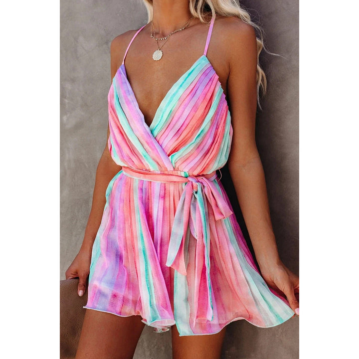 Levoire | robe en soie voile à manches spaghetti et décolleté en V court ROSE