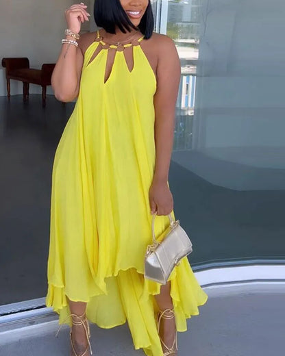 Levoire | chemise sexy longue à chaîne métallique large Jaune