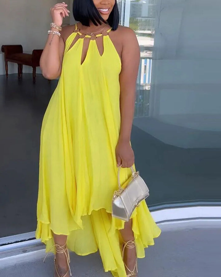 Levoire | chemise sexy longue à chaîne métallique large Jaune