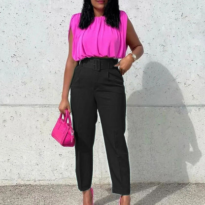 Levoire | Pantalon taille haute avec ceinture NOIR