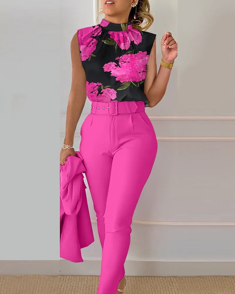 Levoire | Haut sans manches imprimé et pantalon ROSE