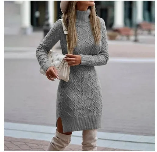 Levoire | courte automne tricot col rond à manches longues Gris