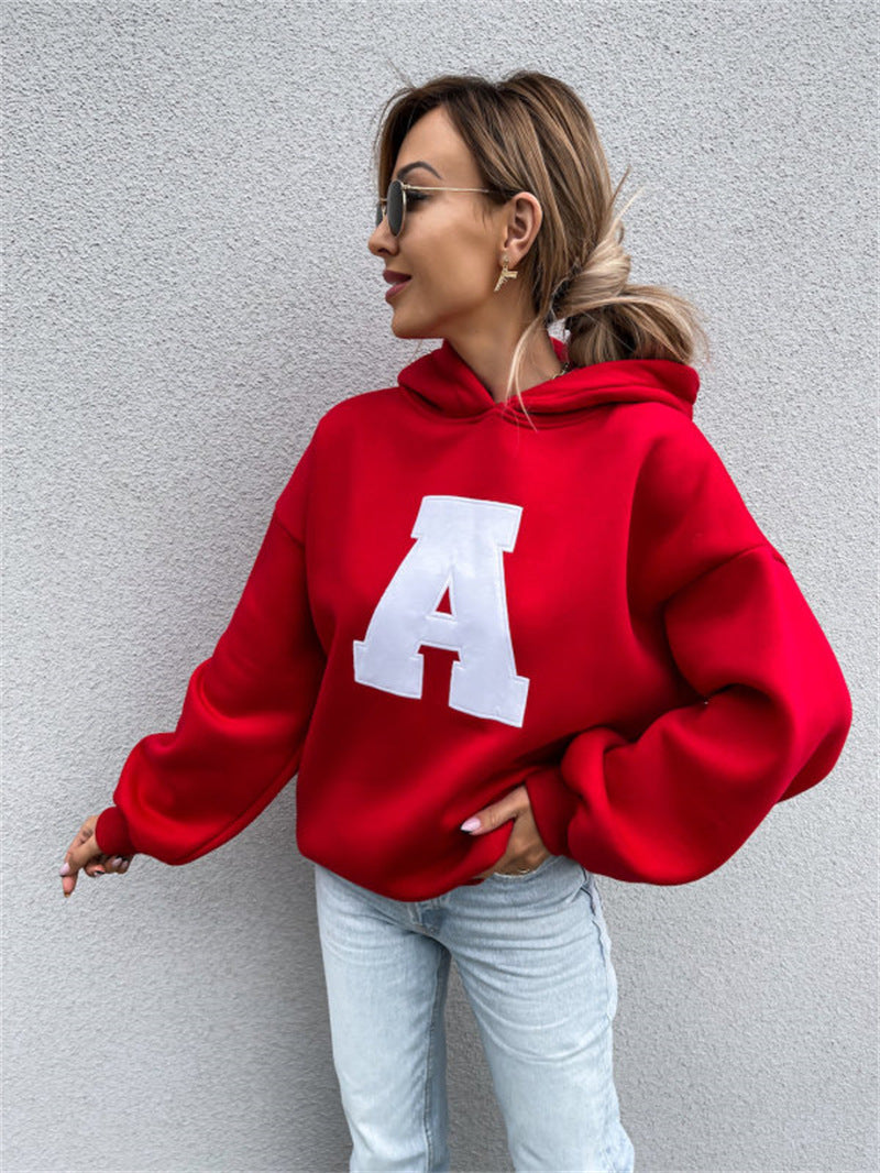 Levoire | sweat à capuche sans poche imprimé lettre A ROUGE