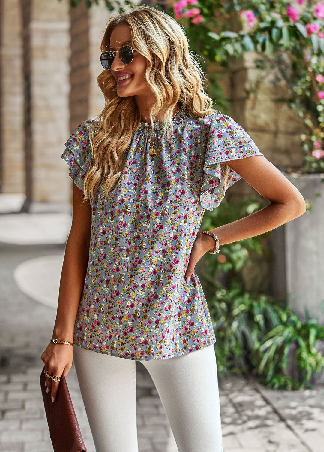 Levoire | robe à manches courtes avec un ourlet à motifs floraux GRIS S