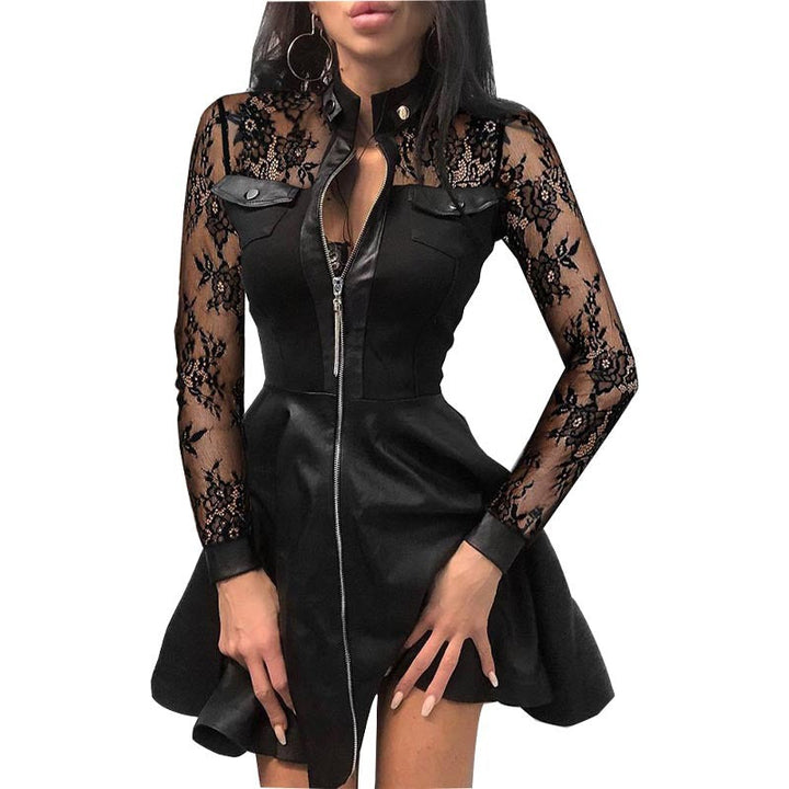 Levoire | manches longues courtes col haut avec fermeture éclair NOIR CROCHET