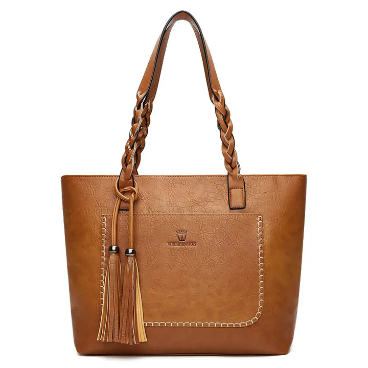 Levoire | Sac de cheville Design Vintage Avec Pompon BRUN CLAIR