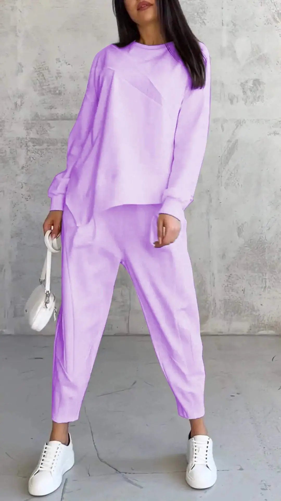 Levoire | col rond chemise à manches longues et pantalon Violet