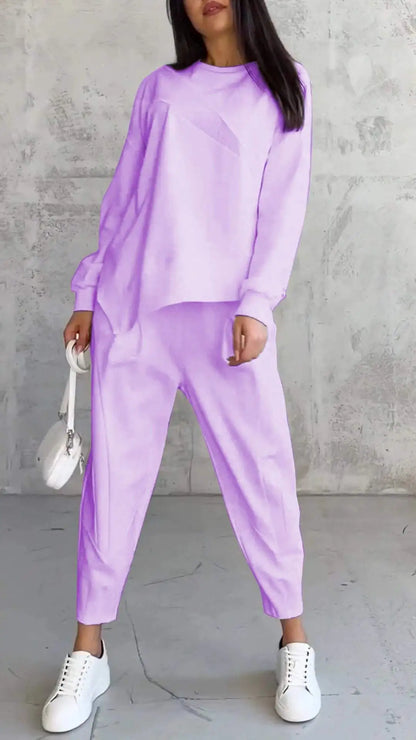 Levoire | col rond chemise à manches longues et pantalon Violet