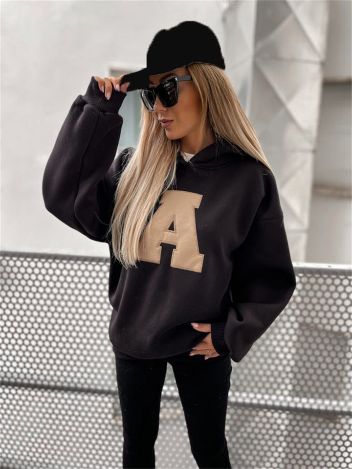 Levoire | sweat à capuche sans poche imprimé lettre A NOIR