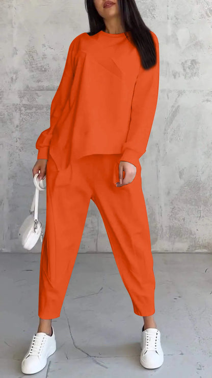 Levoire | col rond chemise à manches longues et pantalon Orange