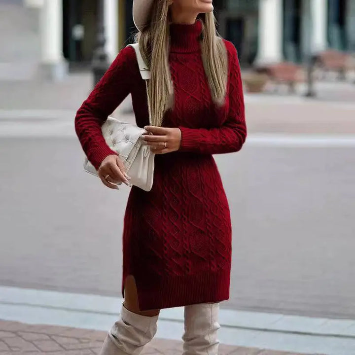 Levoire | courte automne tricot col rond à manches longues Rouge