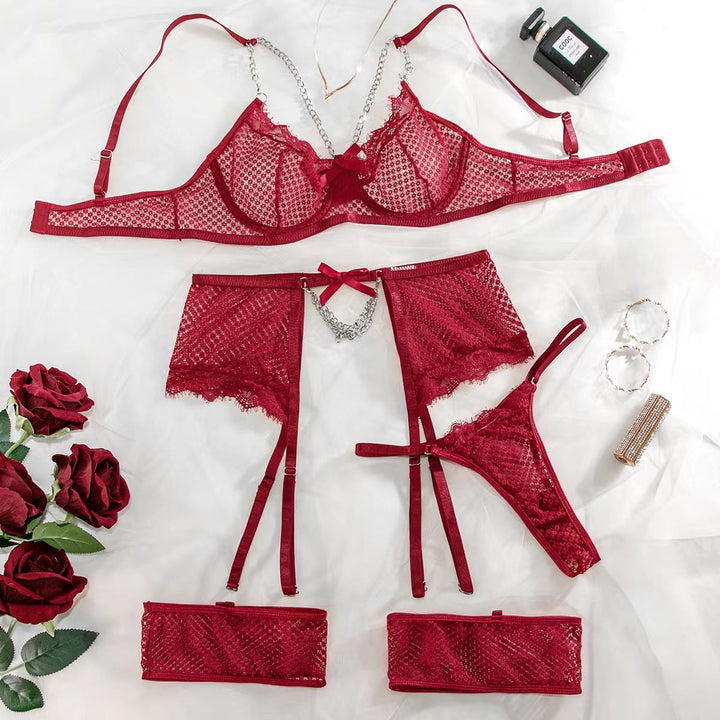Levoire | Quatre Pièces Chaîne Transparent Sexy BORDEAUX