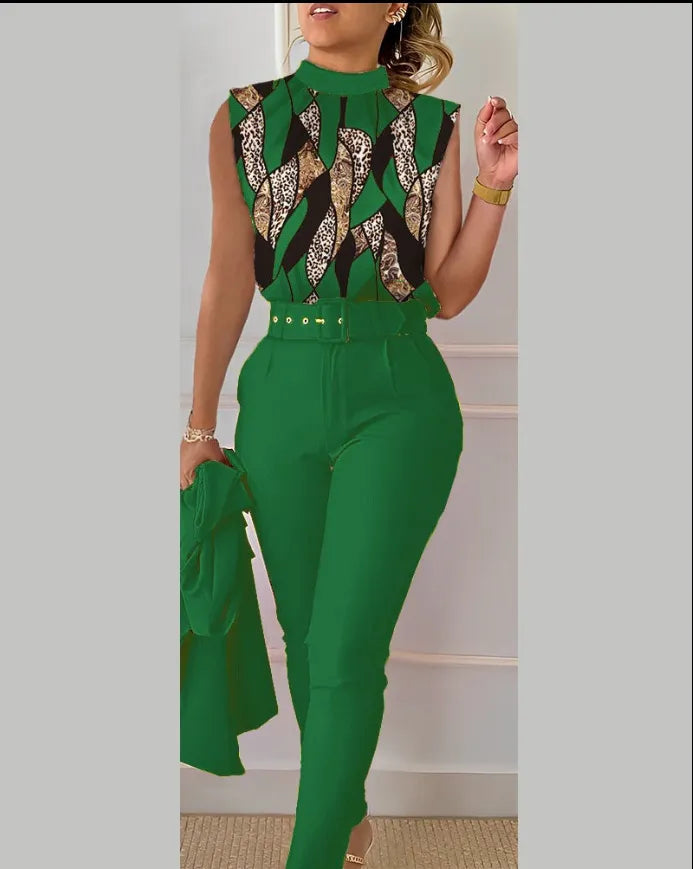 Levoire | Haut sans manches imprimé et pantalon VERT