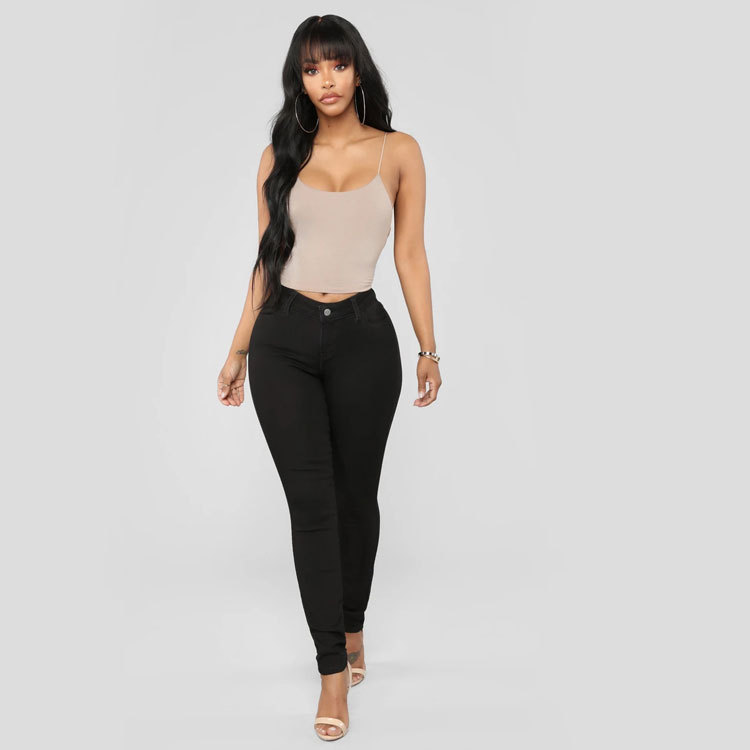 Levoire | slim taille haute décontracté NOIR