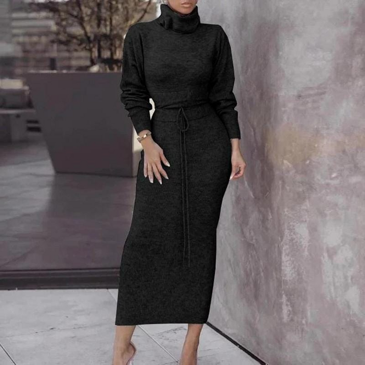 Levoire | col polo et jupe en tricot longue assortie NOIR