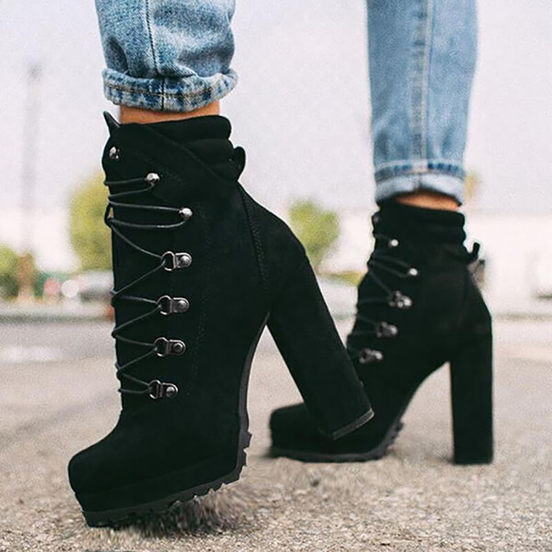 Levoire | femme conception Martin chaussures à talons avec lacet NOIR