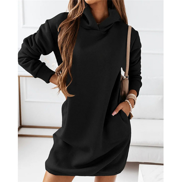 Levoire | manteau à capuche à manches longues unicolore hiver NOIR