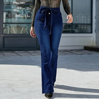 Levoire | pantalon flare taille haute ceinture BLEU