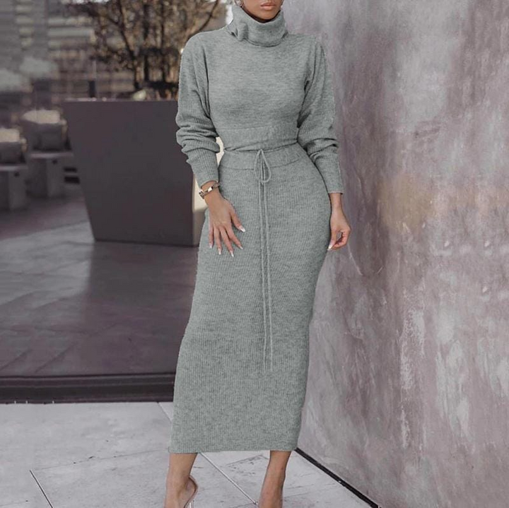 Levoire | col polo et jupe en tricot longue assortie GRIS