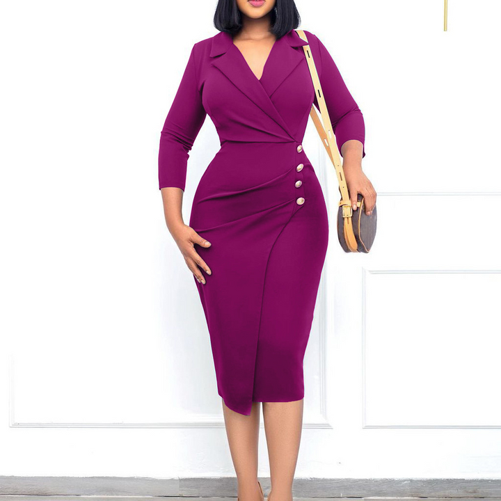 Levoire | Robe longue ajustée à col en V VIOLETTI
