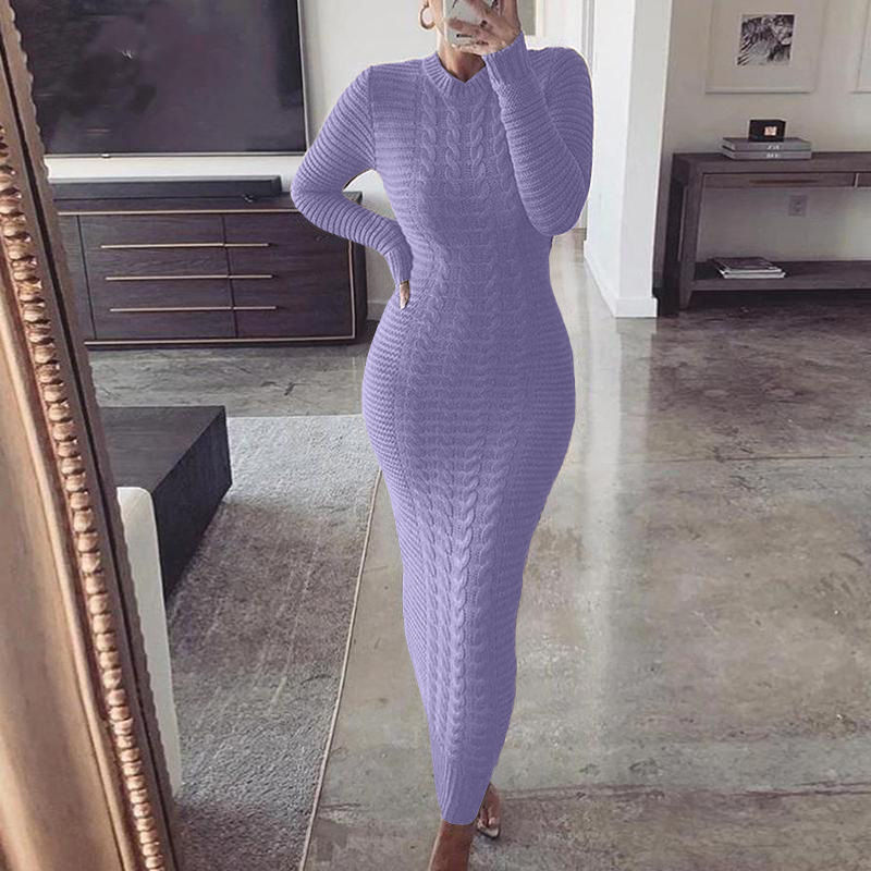 Levoire | long pulli solide avec col rond et manches longues VIOLETTI