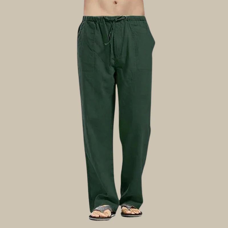 Levoire | Pantalons D'Été En Lin Pour Hommes Vert foncé