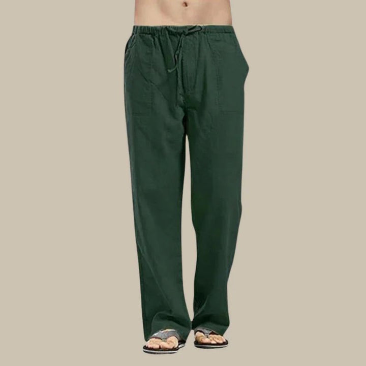 Levoire | Pantalons D'Été En Lin Pour Hommes Vert foncé