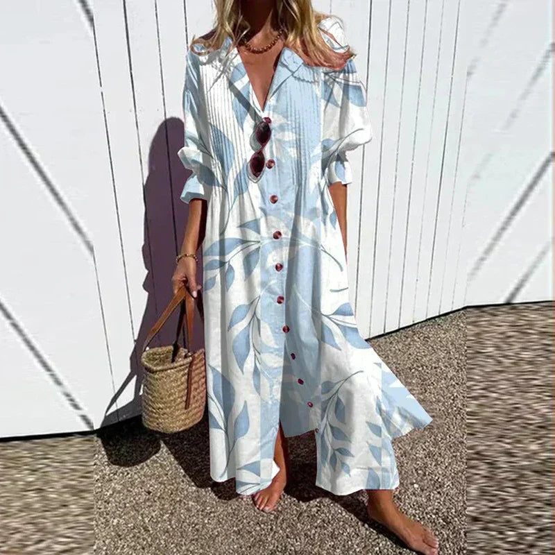 Levoire | Robe Boho à décolleté en V Bleu clair