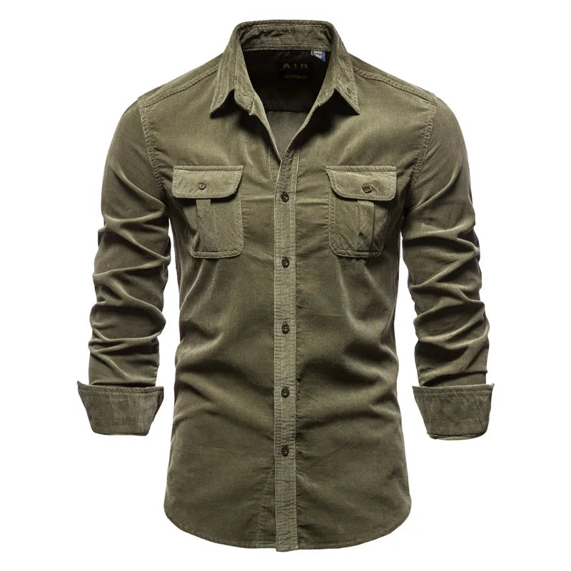 Levoire | Chemise En Coton Pour Hommes Armée verte